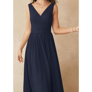 AW BRIDAL 14 1X plus navy blue Gwyneth wedding bridesmaid party maxi dress B73